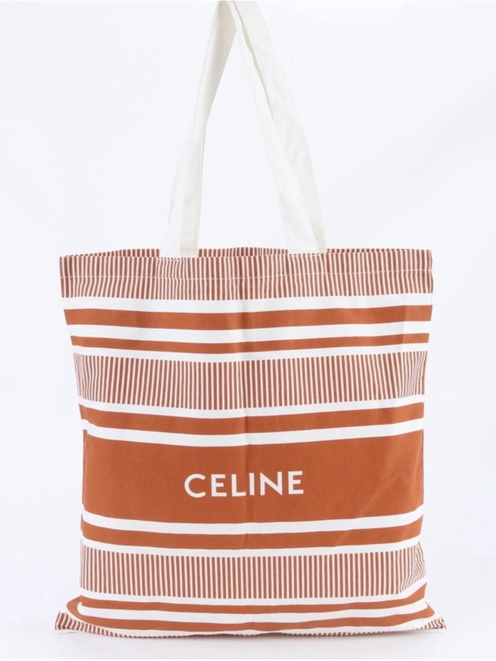GWP-Celine Striped Canvas Tote in Rust & White